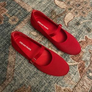 Red mary jane flats